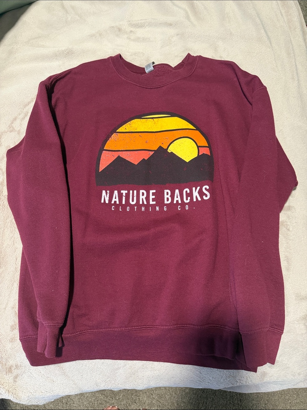 Nature Backs Women's Maroon Crewneck Sweatshirt